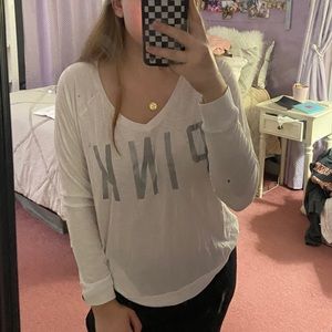 PINK V-Neck Long Sleeve